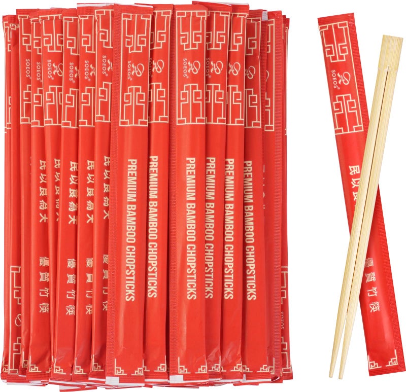 Soeos Chopsticks Disposable, Approx. 100 Sets, UV Treated Premium Disposable Chopsticks Individually Wrapped, Wooden Chopsticks Best for Japanese Sushi & Asian Dishes - Image 2